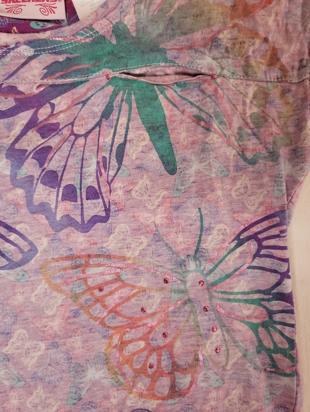 Skechers Y2K Purple Rainbow Butterfly T-Shirt - Picture 6 of 10